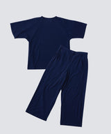【SET-UP】Royal Organic Cotton T-Shirt and Wide Pants Navy