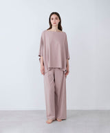 【SET-UP】Royal Organic Cotton Poncho & Wide Pants Greige