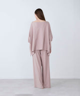 【SET-UP】Royal Organic Cotton Poncho & Wide Pants Greige