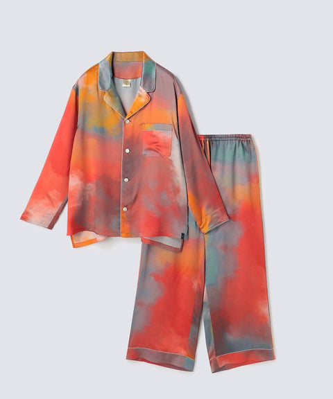 【SET-UP】Watercolor Silk Pajamas Evening Glow