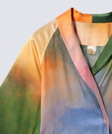 Watercolor Silk Gown Misty Lake
