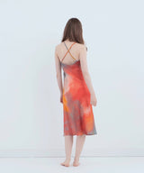 Watercolor Silk Dress Evening Glow
