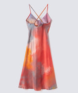 Watercolor Silk Dress Evening Glow