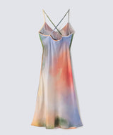 Watercolor Silk Dress Misty Lake