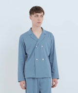 【Tops】Royal Organic Cotton Double Button Pajama Cobalt Blue