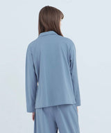 【Tops】Royal Organic Cotton Double Button Pajama Cobalt Blue