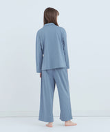 【SET-UP】Royal Organic Cotton Double Button Pajamas Cobalt Blue