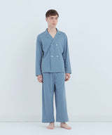 【SET-UP】Royal Organic Cotton Double Button Pajamas Cobalt Blue