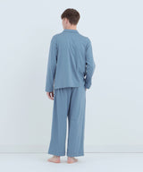 【SET-UP】Royal Organic Cotton Double Button Pajamas Cobalt Blue