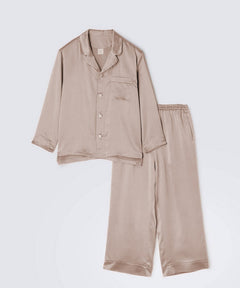 【SET-UP】Silk Pajama Pink-Beige