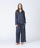 【SET-UP】Silk pajamas Elegant navy