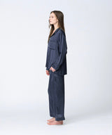 【SET-UP】Silk pajamas Elegant navy