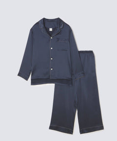 【SET-UP】Silk pajamas Elegant navy