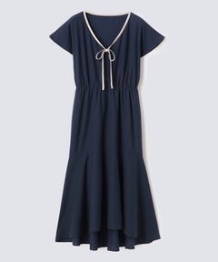 Royal Organic Cotton Flare Dress Navy