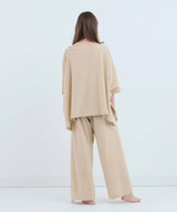【SET-UP】Royal Organic Cotton Poncho & Wide Pants Beige