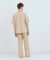 【SET-UP】Royal Organic Cotton T-Shirt and Wide Pants Beige