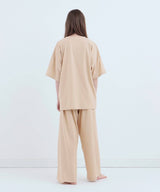 【SET-UP】Royal Organic Cotton T-Shirt and Wide Pants Beige