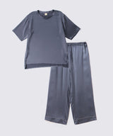 【SET-UP】Silk Satin Pullover & Bottoms Charcoal Gray