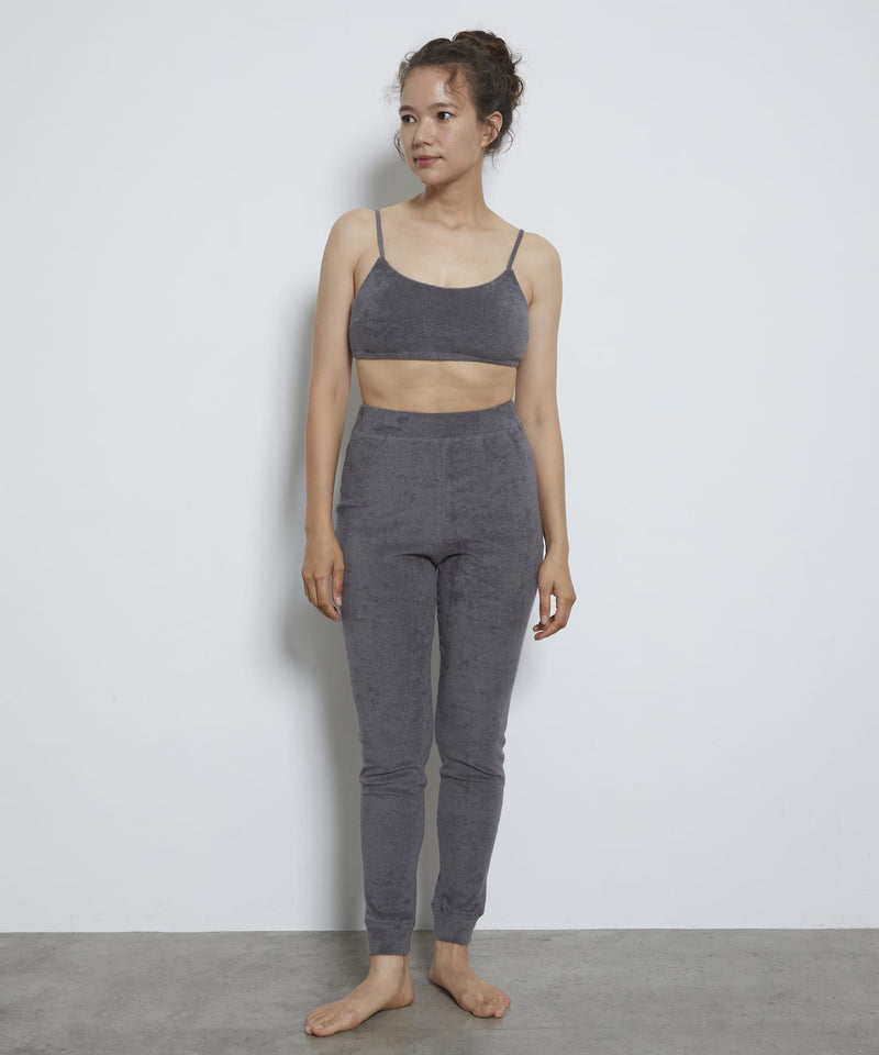 Cotton cashmere pile gray set (bustier and pants)