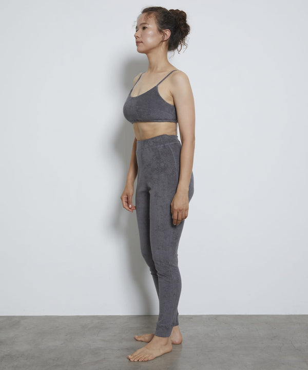 Cotton cashmere pile gray set (bustier and pants)