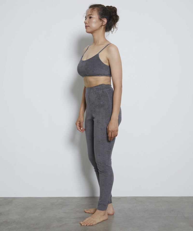 Cotton cashmere pile gray set (bustier and pants)