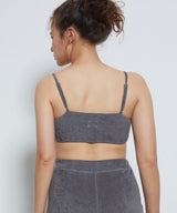 Cotton cashmere pile gray set (bustier and pants)