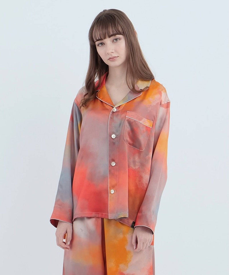 【Tops】Watercolor Silk Pajamas Evening Glow - Foo Tokyo