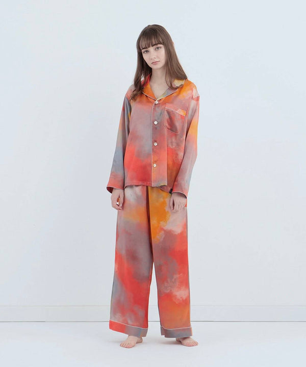 【Co-ord】Watercolor Silk Pajamas Evening Glow - Foo Tokyo