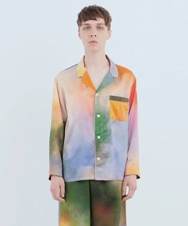 【Tops】Watercolor Silk Pajamas Misty Lakes - Foo Tokyo