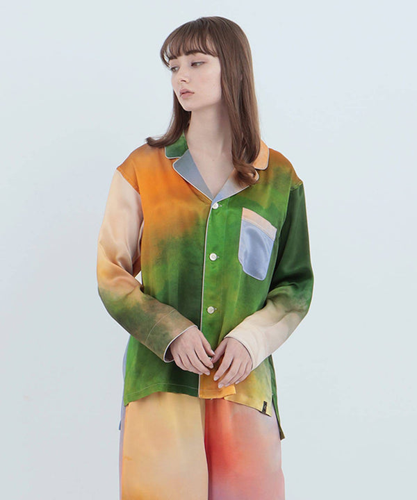 【Tops】Watercolor Silk Pajamas Misty Lakes