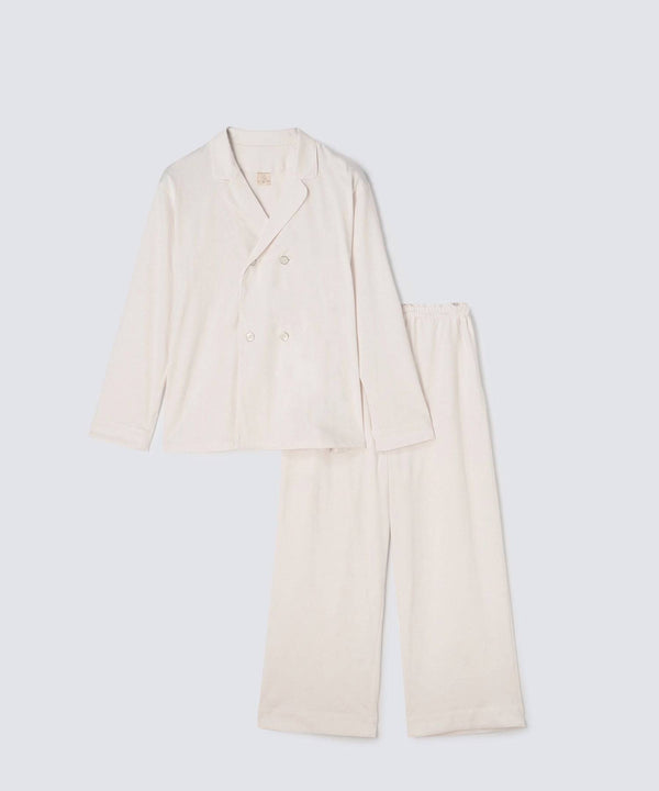 【Co-ord】Royal Organic Cotton Double Button Pajamas Off-White - Foo Tokyo