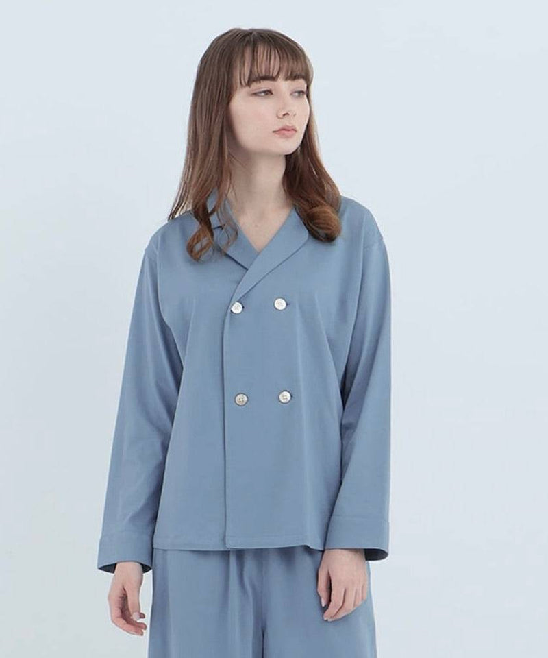 【Tops】Royal Organic Cotton Double Button Pajama Cobalt Blue