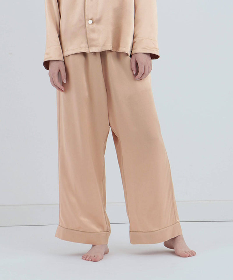 【Bottoms】Silk pajamas Pink-beige - Foo Tokyo