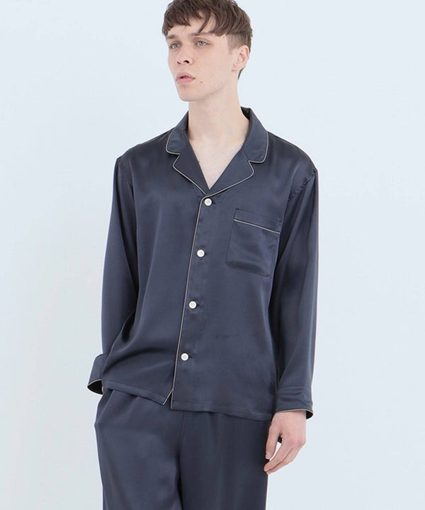 【Tops】Silk pajamas Elegant navy - Foo Tokyo