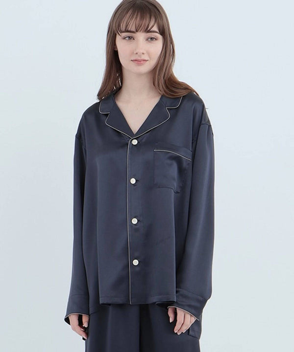 【Tops】Silk Pajama Elegant navy