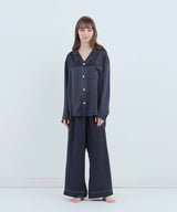 【SET-UP】Silk pajamas Elegant navy