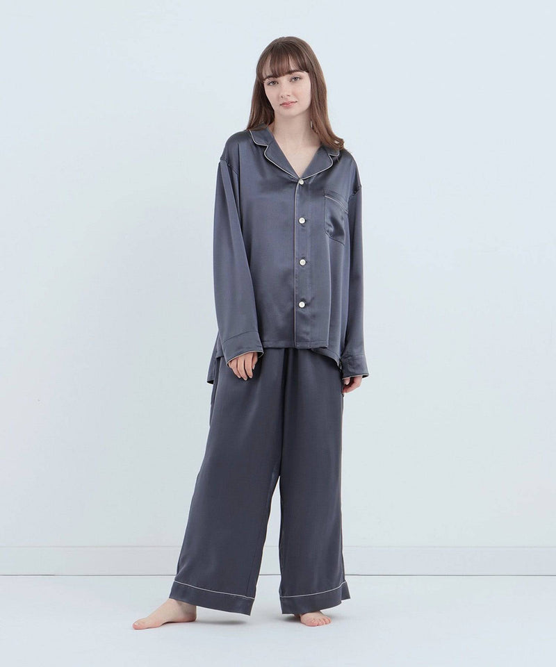 【SET-UP】Silk pajamas Charcoal gray