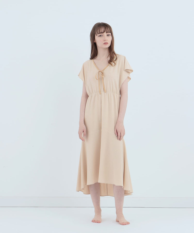 Royal Organic Cotton Flared Dress Beige - Foo Tokyo