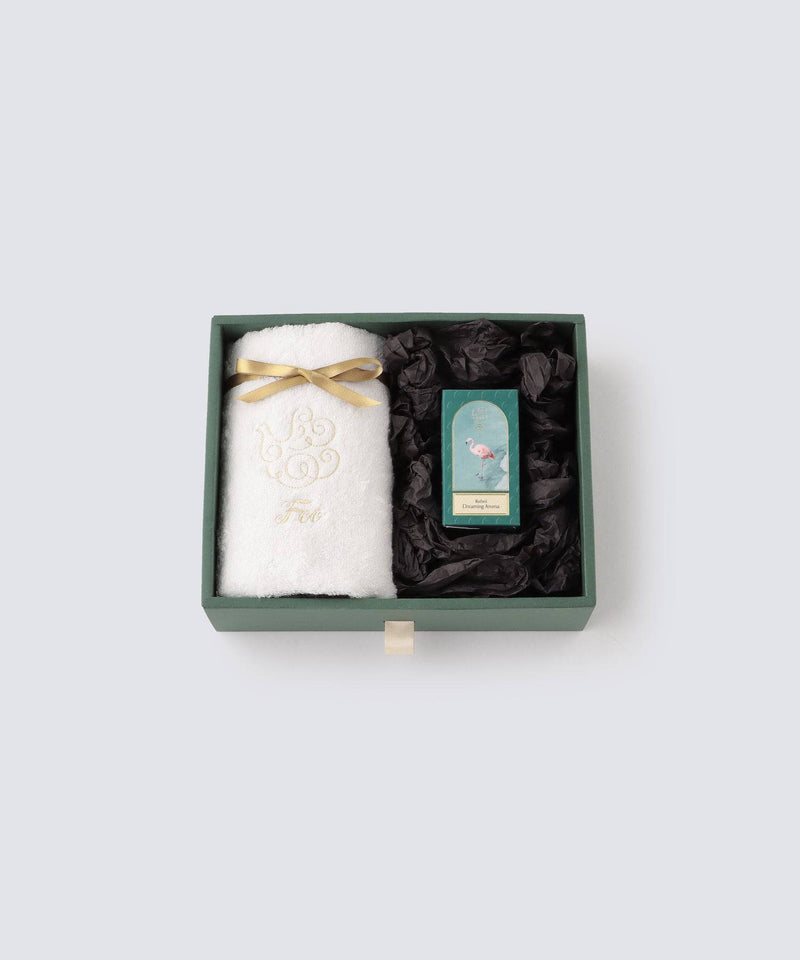 Organic Cotton Face Towel & 1 Premium Bath Oil Gift Set - Foo Tokyo