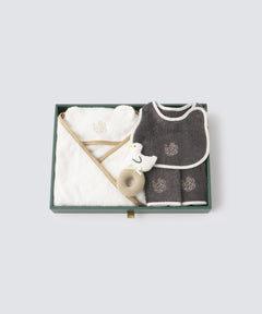 Baby Gift Set (Swaddling Clothes, Bib, Belt Cover, Rattle Toy x 1)