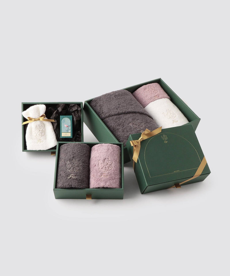 2 Organic Cotton Hand Towels & 1 Premium Bath Oil Gift Set - Foo Tokyo